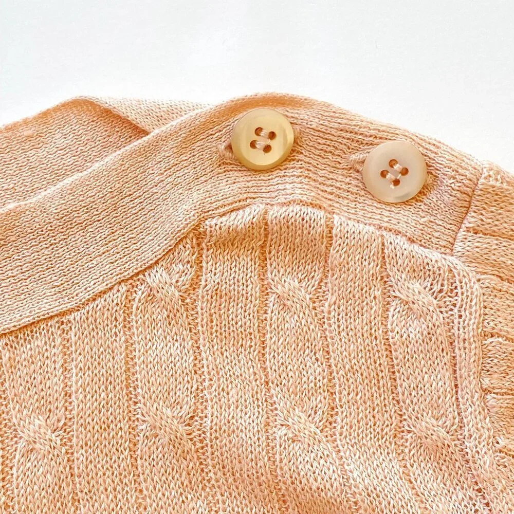 J.Crew 100% Linen Cable Knit Boatneck Button Sweater XS